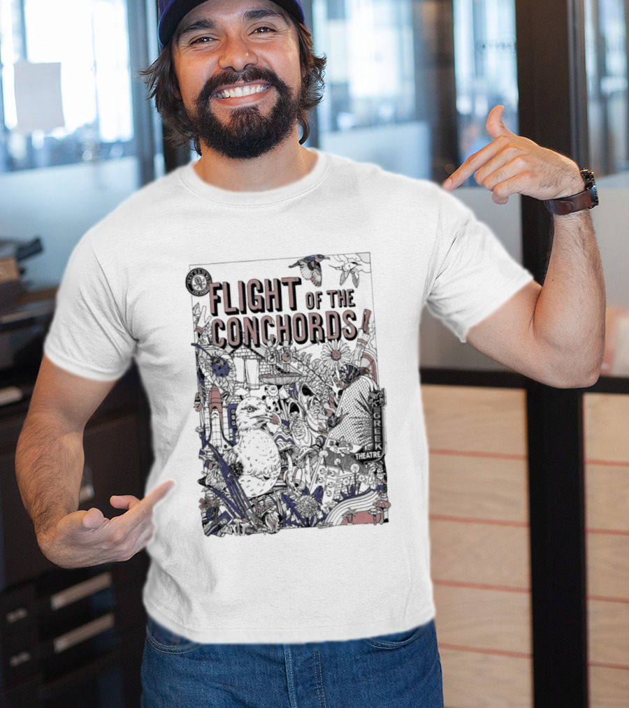 Flight Of The Conchords Los Angeles CA Botanical Owl And Cityscape T-Shirt