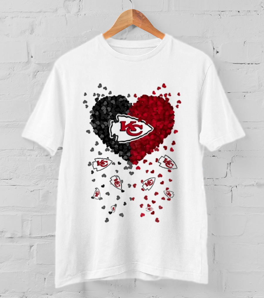 Heart KC Red Black 2026 Kansas City Chiefs Football T-Shirt