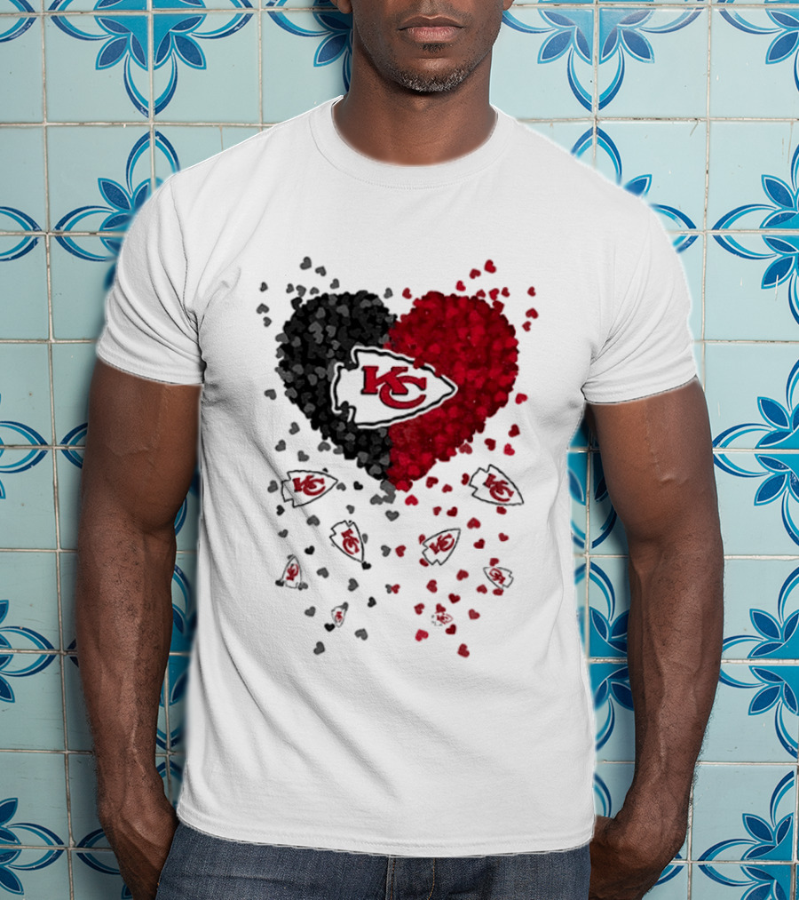 Heart KC Red Black 2026 Kansas City Chiefs Football T-Shirt
