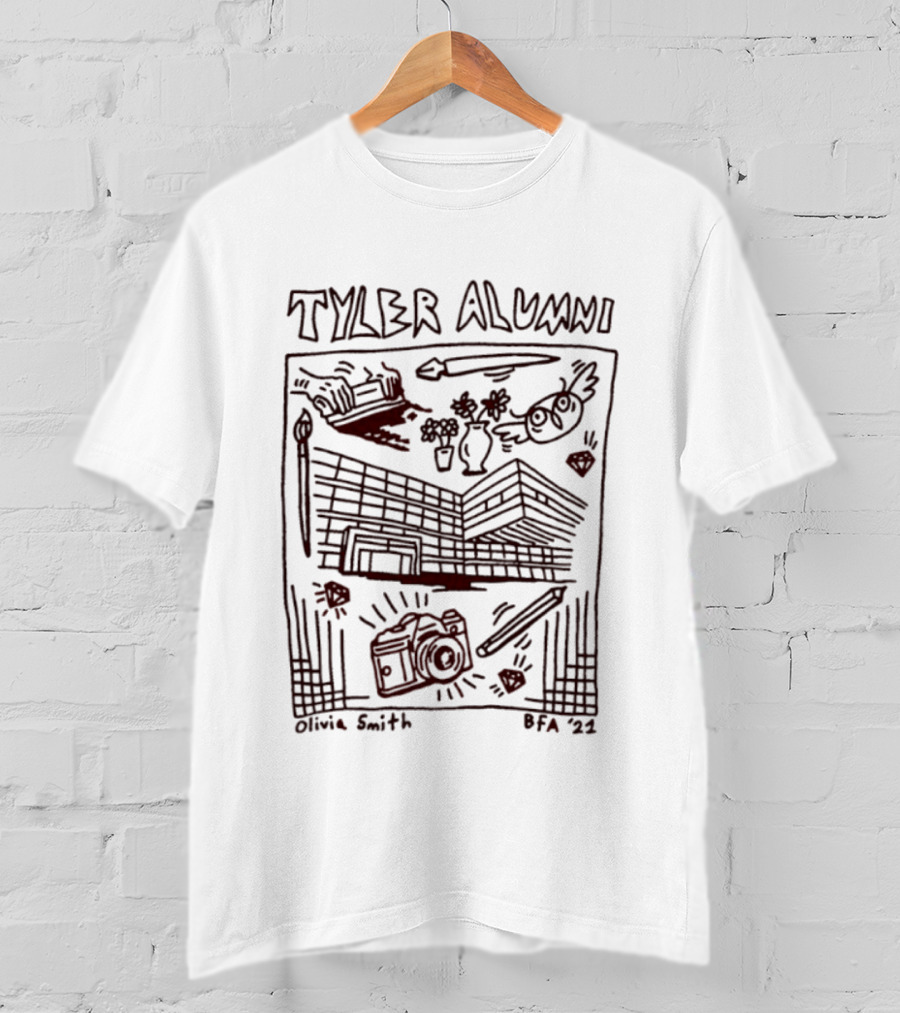 Tyler Alumni Olivia Smith BFA 2021 Art School Sketch With Camera And Building T-Shirt
