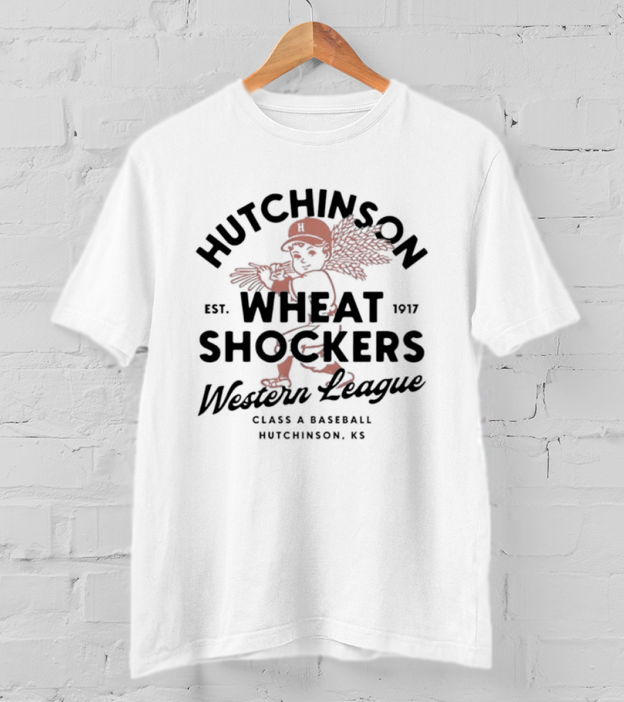 Hutchinson Wheat Shockers Western League Class A Baseball Established 1917 Wichita Kansas T-Shirt