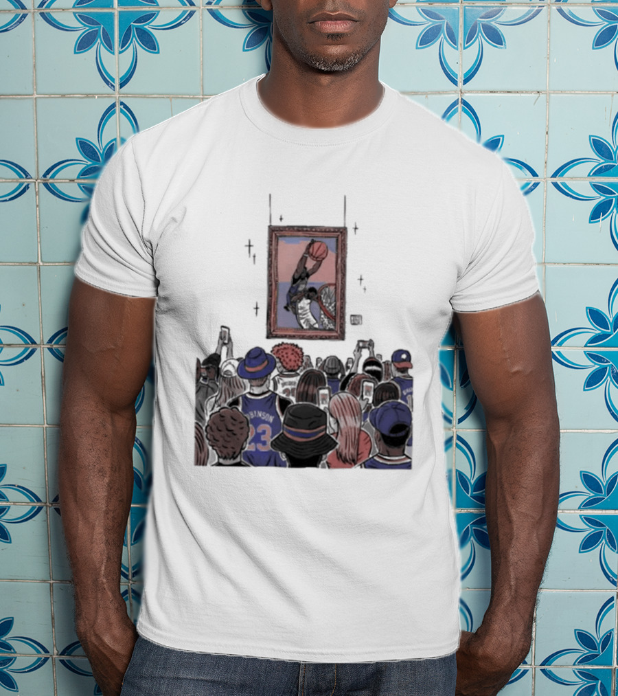 Mitchell Robinson New York Knicks Dunk Moment Over Philadelphia 76ers Joel Embiid Basketball Fans Gallery T-Shirt
