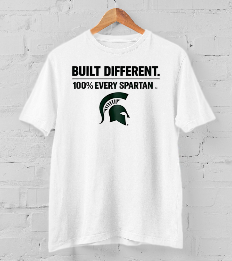Built Different 100% Every Spartan Msu Helmet T-Shirt