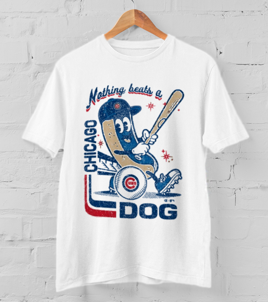 Chicago Cubs Hot Dog Nothing Beats A Chicago Dog T-Shirt