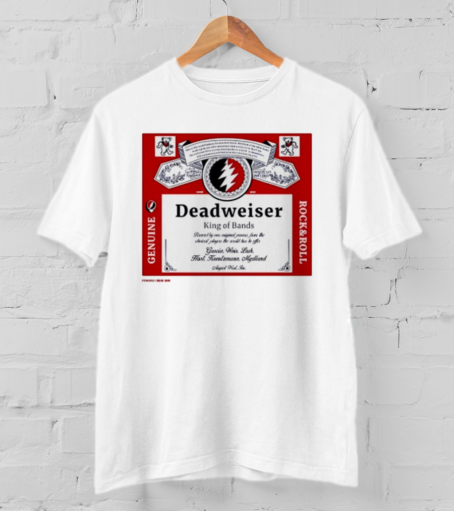 Deadweiser Grateful Dead King Of Bands Rock And Roll Label Genuine Tie Dye Spiral Lightning Bolt T-Shirt