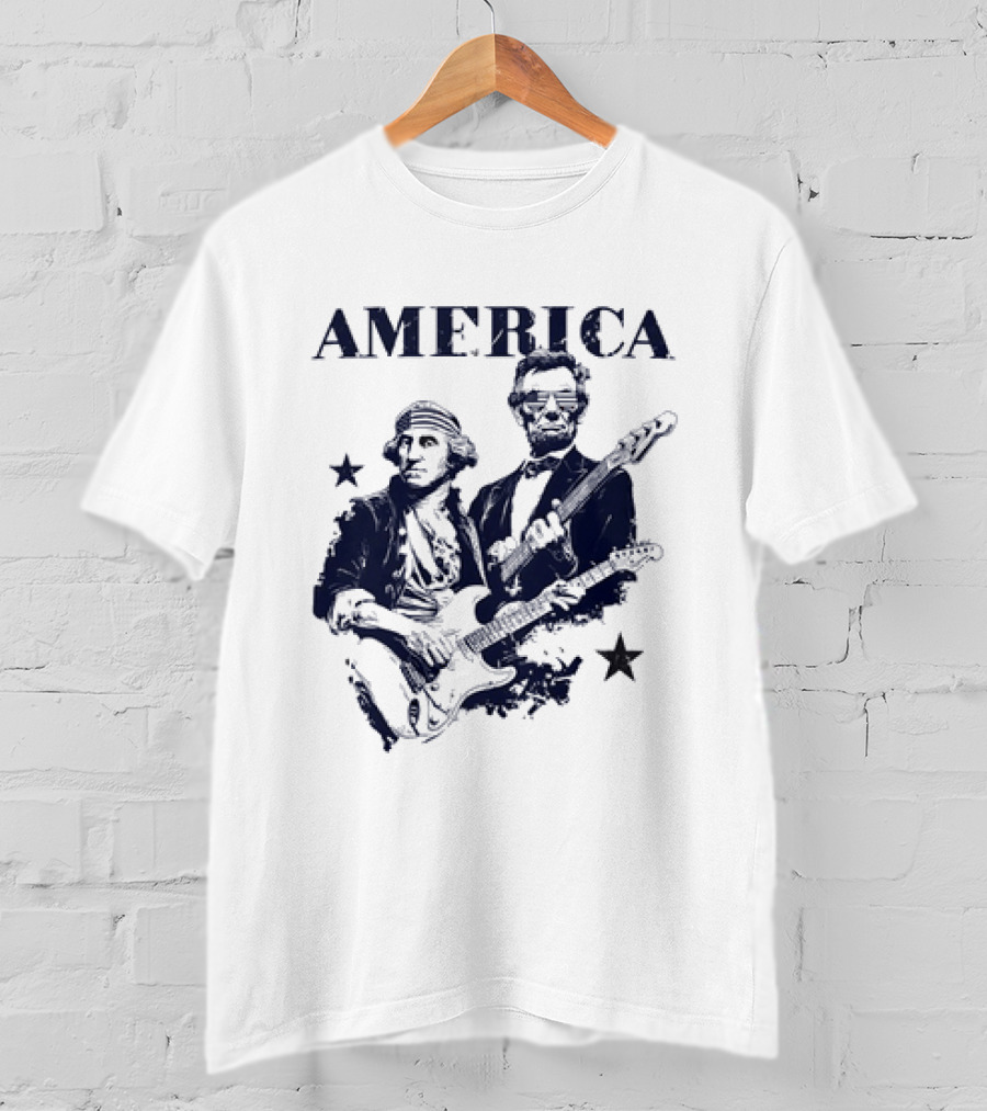 America George Washington Abraham Lincoln Presidential Rockstars 250 T-Shirt