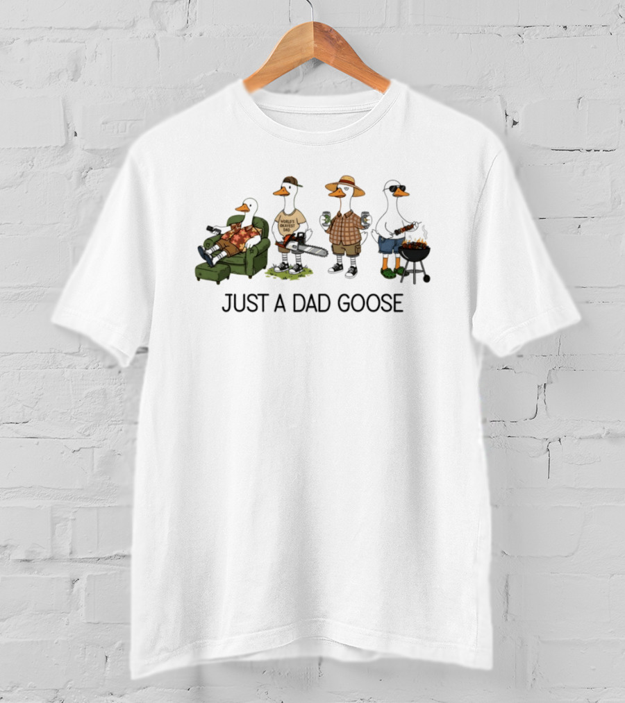 World's Okayest Dad Goose Just A Dad Goose Comic Silly Goose T-Shirt