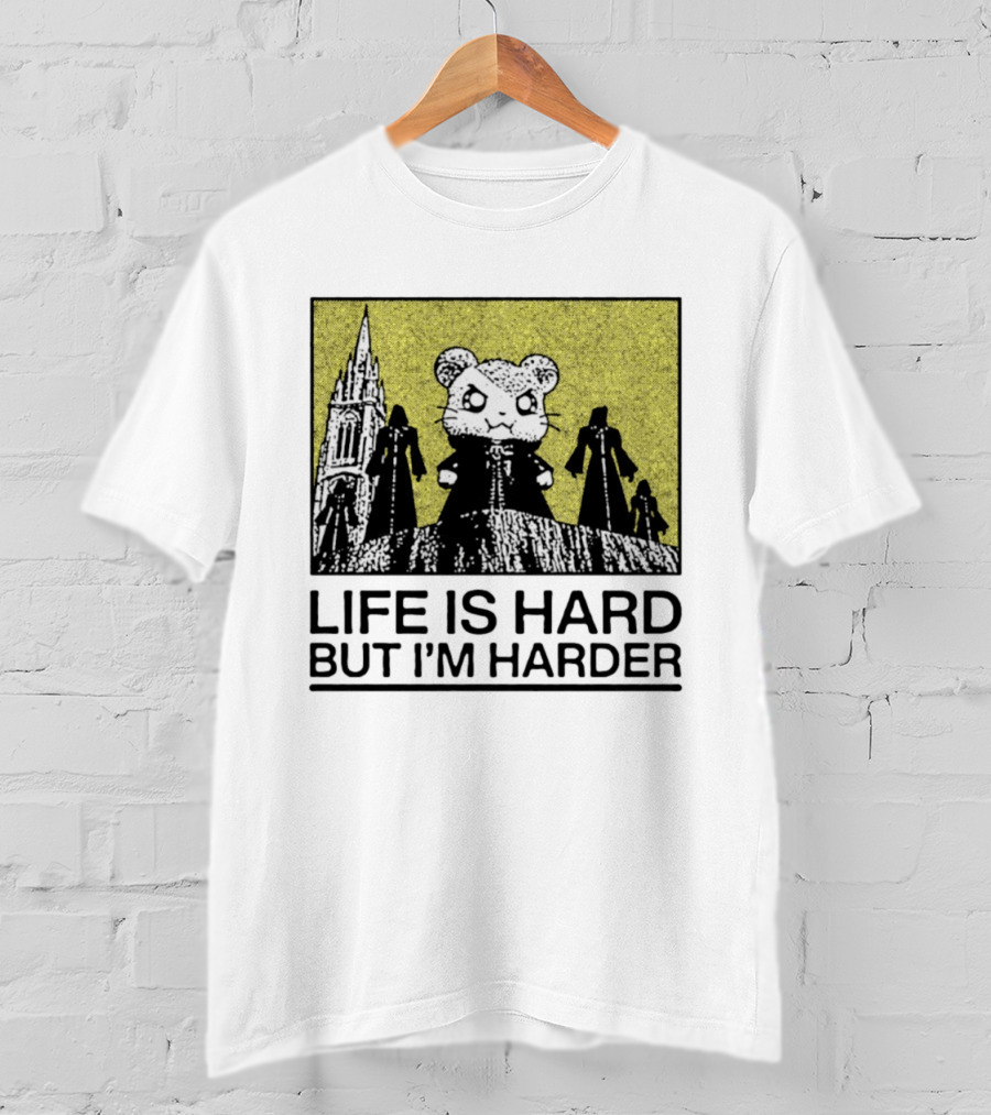 Hamtaro Life Is Hard But I'm Harder Gothic Style Tower And Figures T-Shirt