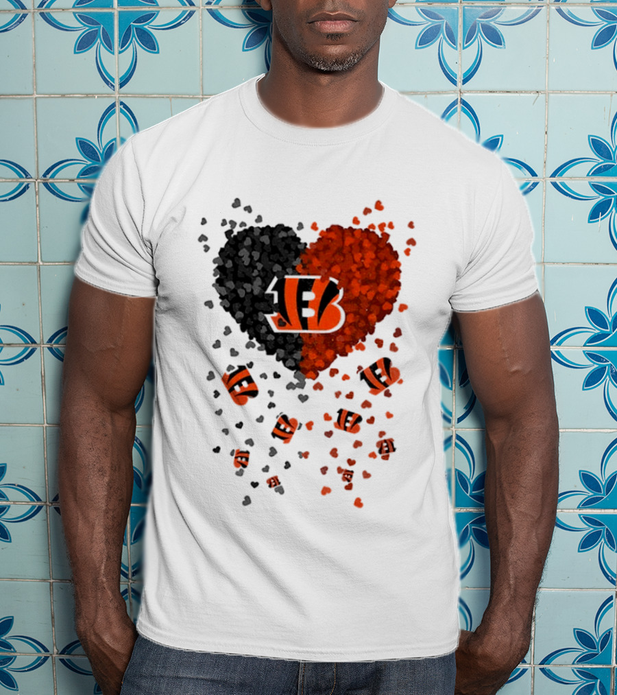 Cincinnati Bengals Heart 2026 Football Fan Love Collection T-Shirt