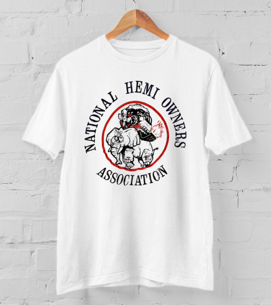 National Hemi Owners Association Elephant With Racing Helmet T-Shirt