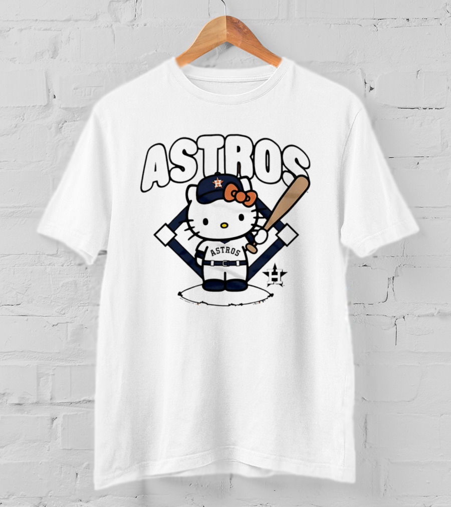 Hello Kitty Astros Baseball Collaboration With Bat And Cap T-Shirt
