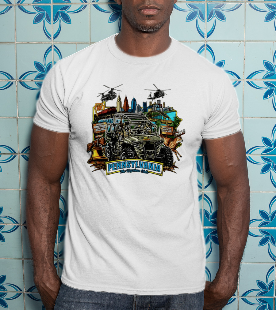 Pennsylvania The Keystone State Adventure Skyline Wildlife And City Landmarks T-Shirt
