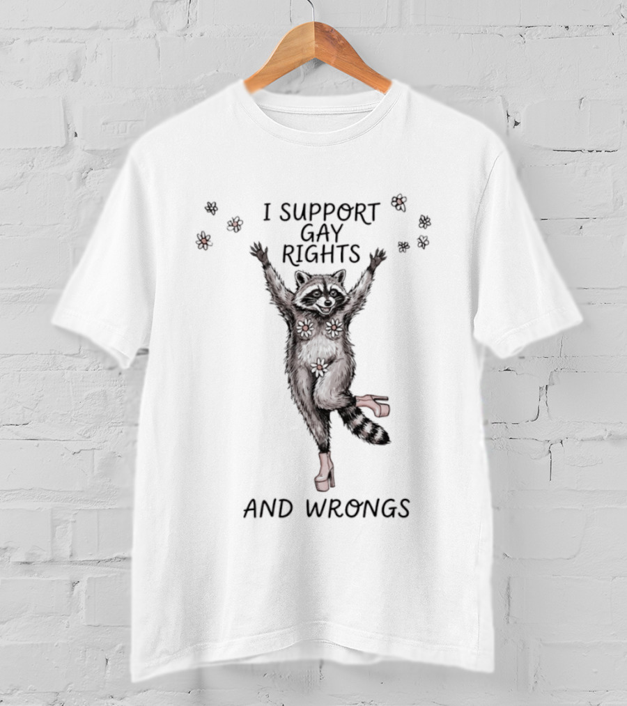 I Support Gay Rights And Wrongs Raccoon LGBT T-Shirt