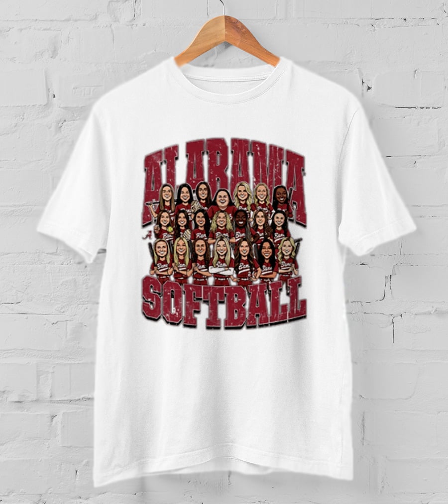 Crimson Tide Softball Alabama Team Caricature Players T-Shirt