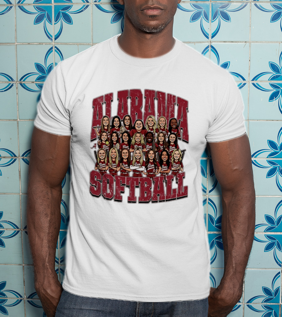 Crimson Tide Softball Alabama Team Caricature Players T-Shirt