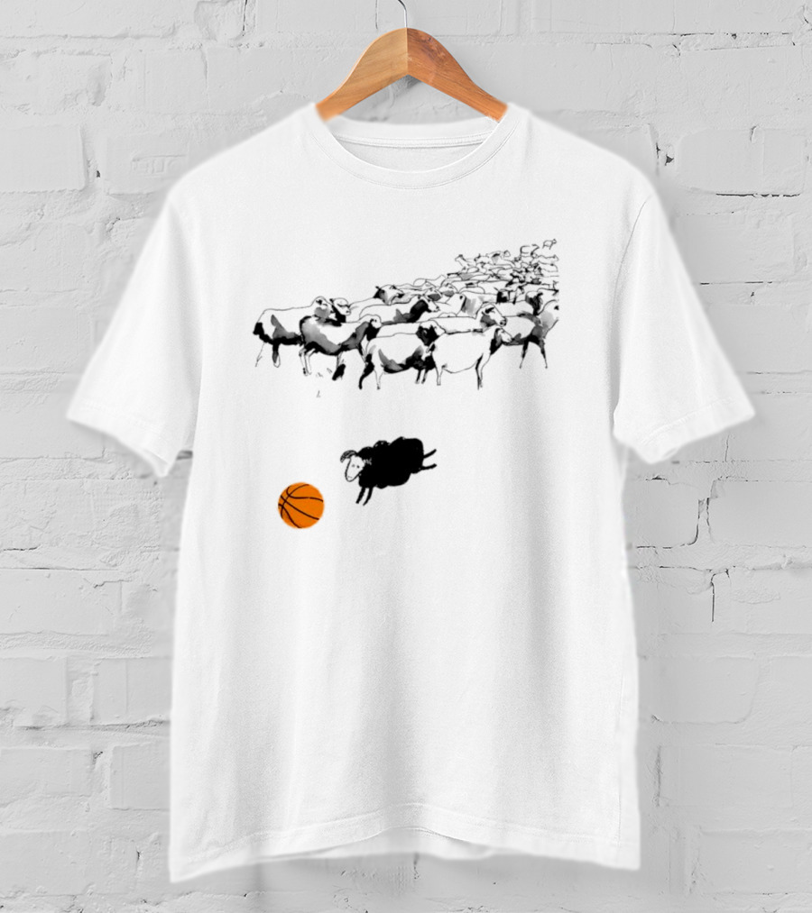 Triple Threat Sleep Basketball Sheep Herd Orange Ball T-Shirt