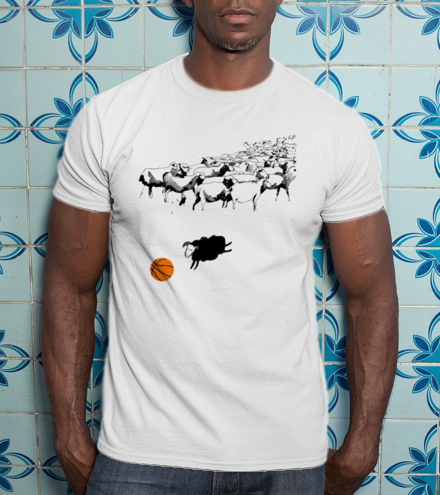 Triple Threat Sleep Basketball Sheep Herd Orange Ball T-Shirt