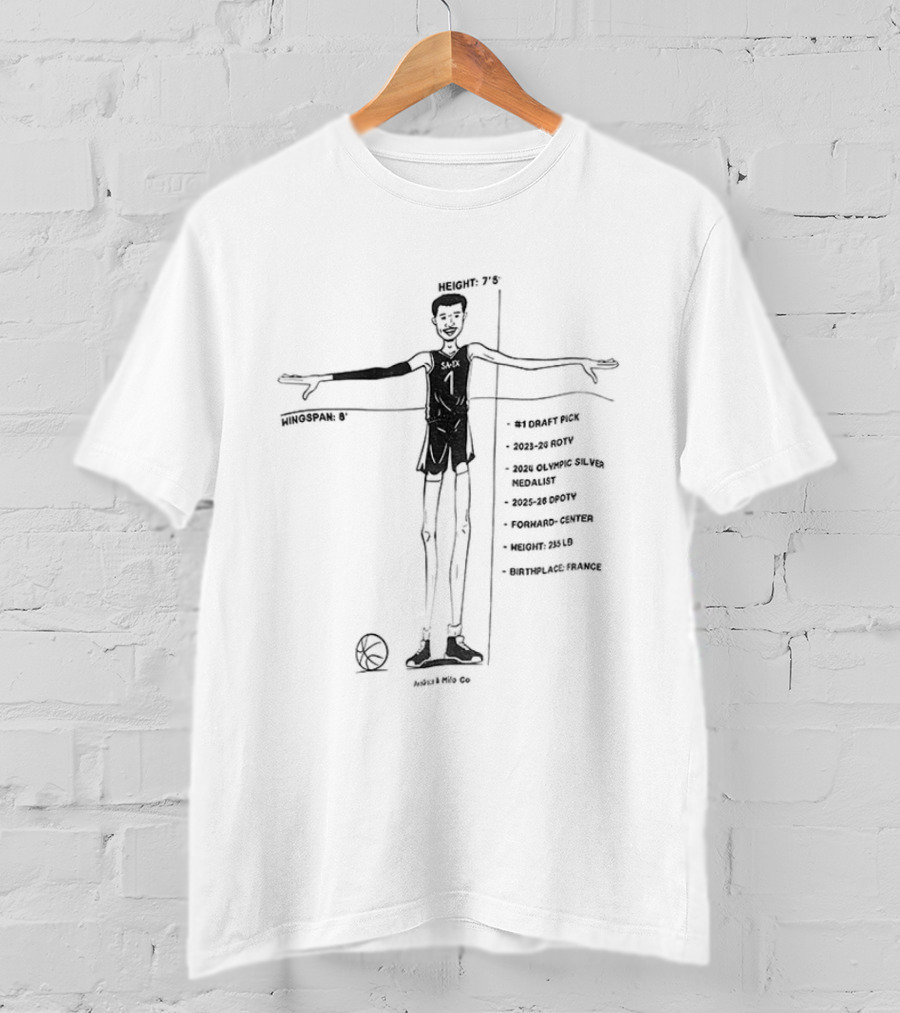 Victor Wembanyama Height Wingspan San Antonio Spurs Draft Pick Basketball T-Shirt