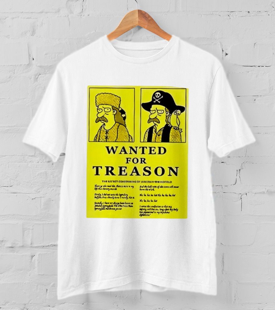 Wanted For Treason Kirk Van Houten Pirate And Russian Hat Cartoon Wanted T-Shirt
