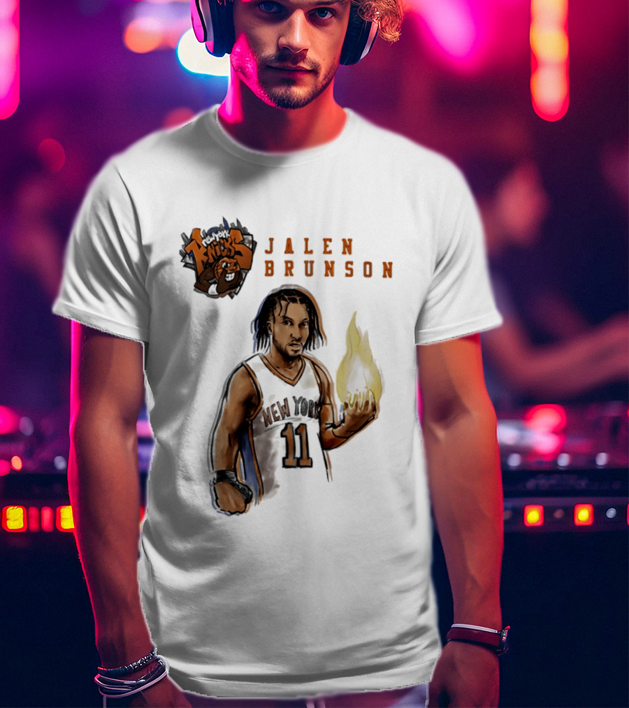 New York Knicks Jalen Brunson Flame 11 T-Shirt