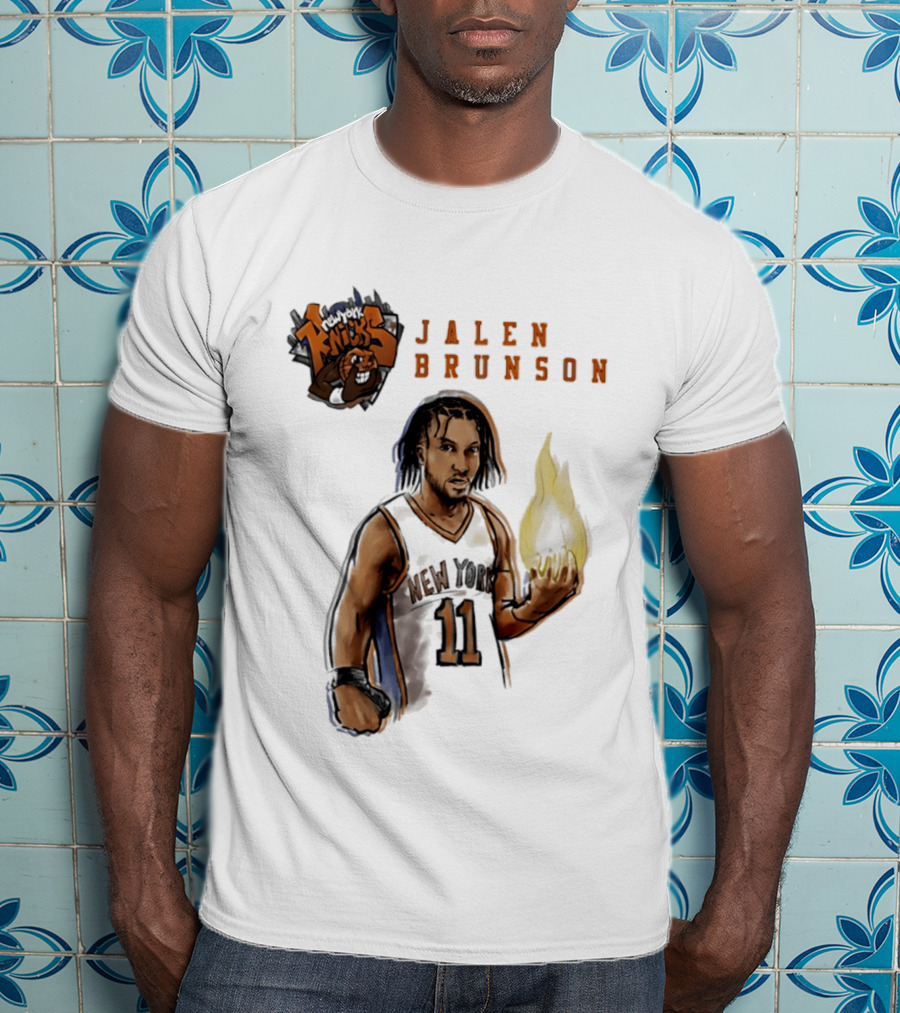 New York Knicks Jalen Brunson Flame 11 T-Shirt