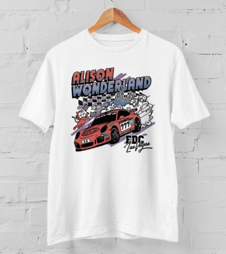 Alison Wonderland Racing 777 EDC Las Vegas Checkered Pink Car T-Shirt