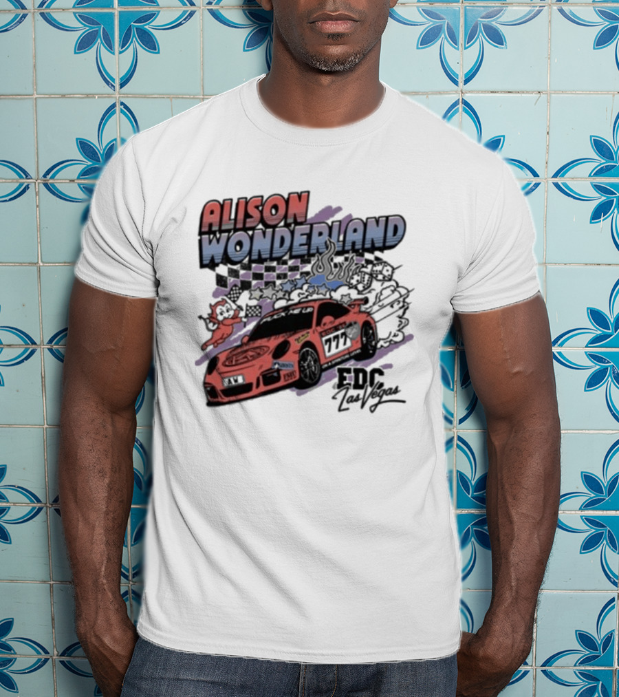 Alison Wonderland Racing 777 EDC Las Vegas Checkered Pink Car T-Shirt