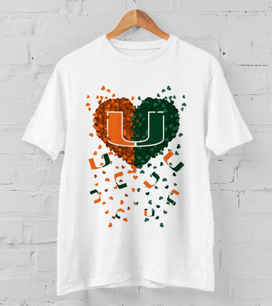 Heart Of Miami Hurricanes 2026 U Logo Football Celebration T-Shirt