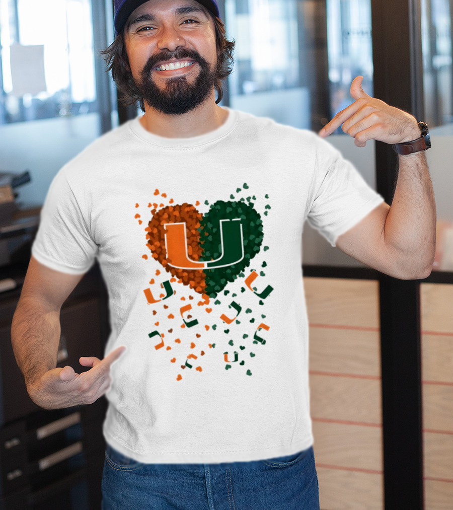 Heart Of Miami Hurricanes 2026 U Logo Football Celebration T-Shirt