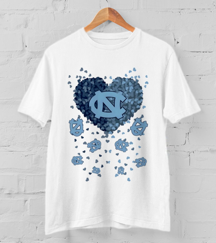 North Carolina Tar Heels Football Heart 2026 T-Shirt