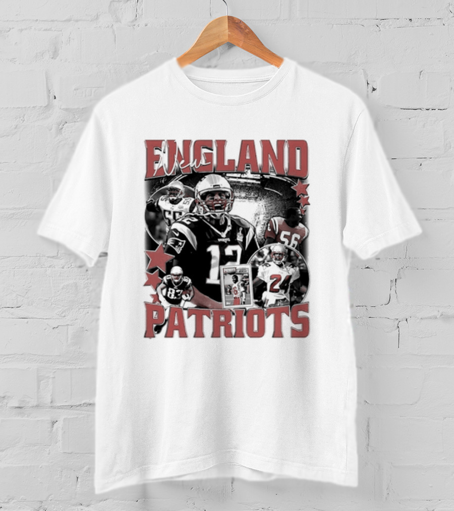 New England Patriots Vintage 90s Football Style Bootleg T-Shirt
