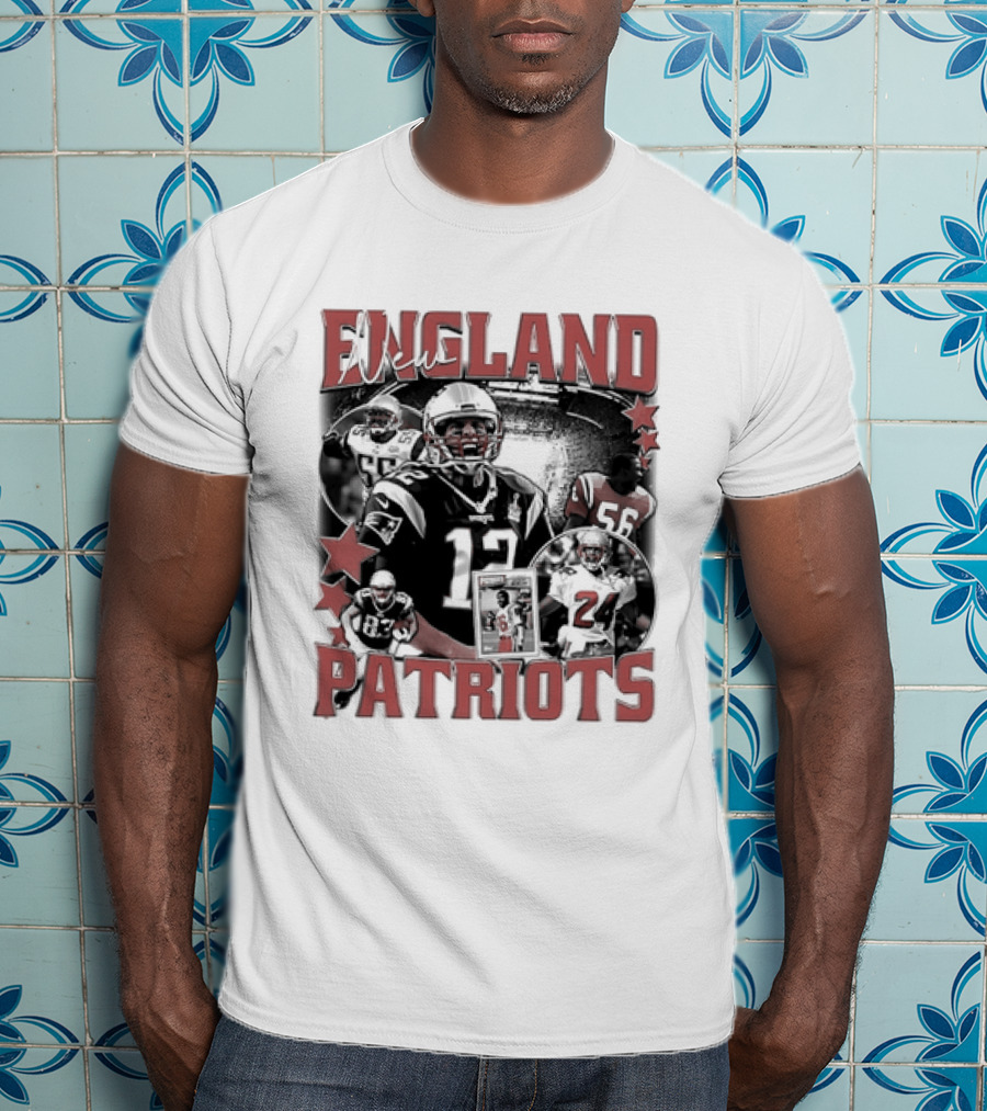 New England Patriots Vintage 90s Football Style Bootleg T-Shirt