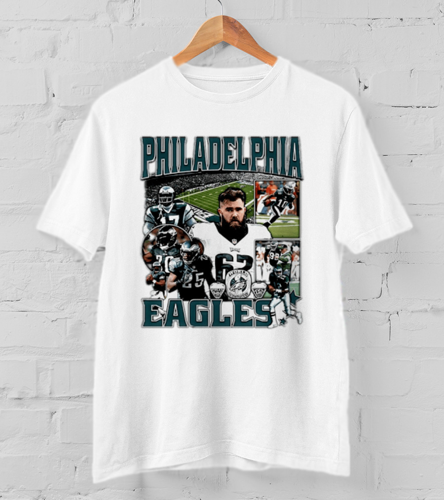 Philadelphia Eagles Football 90s Bootleg Players Collage T-Shirt