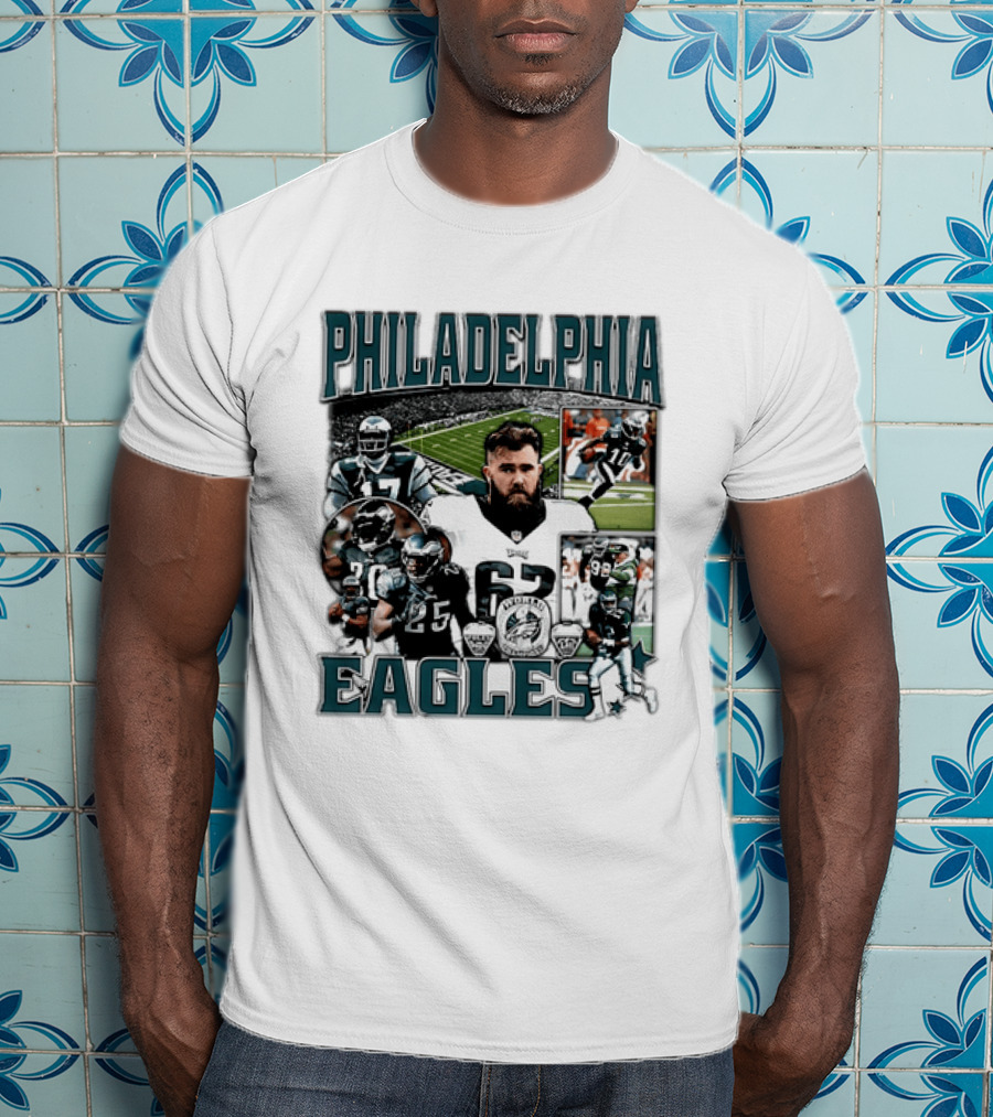 Philadelphia Eagles Football 90s Bootleg Players Collage T-Shirt
