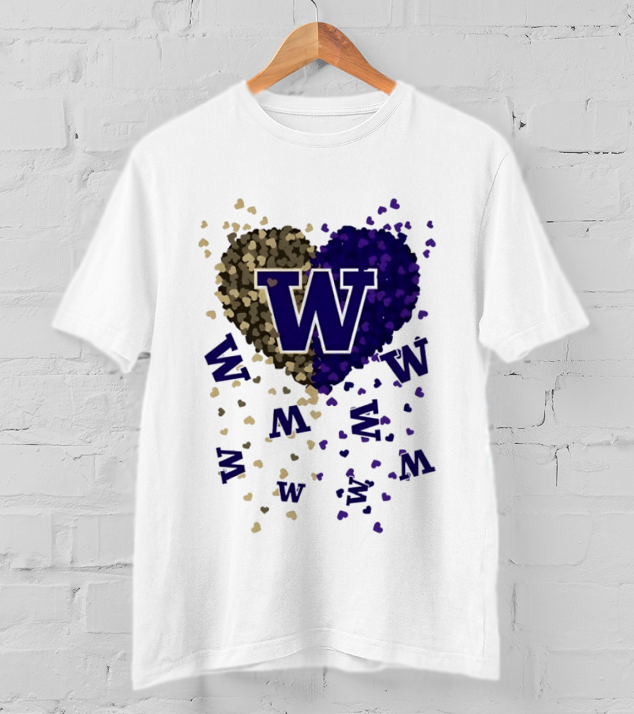 W Washington Huskies Heart 2026 Football Celebration T-Shirt