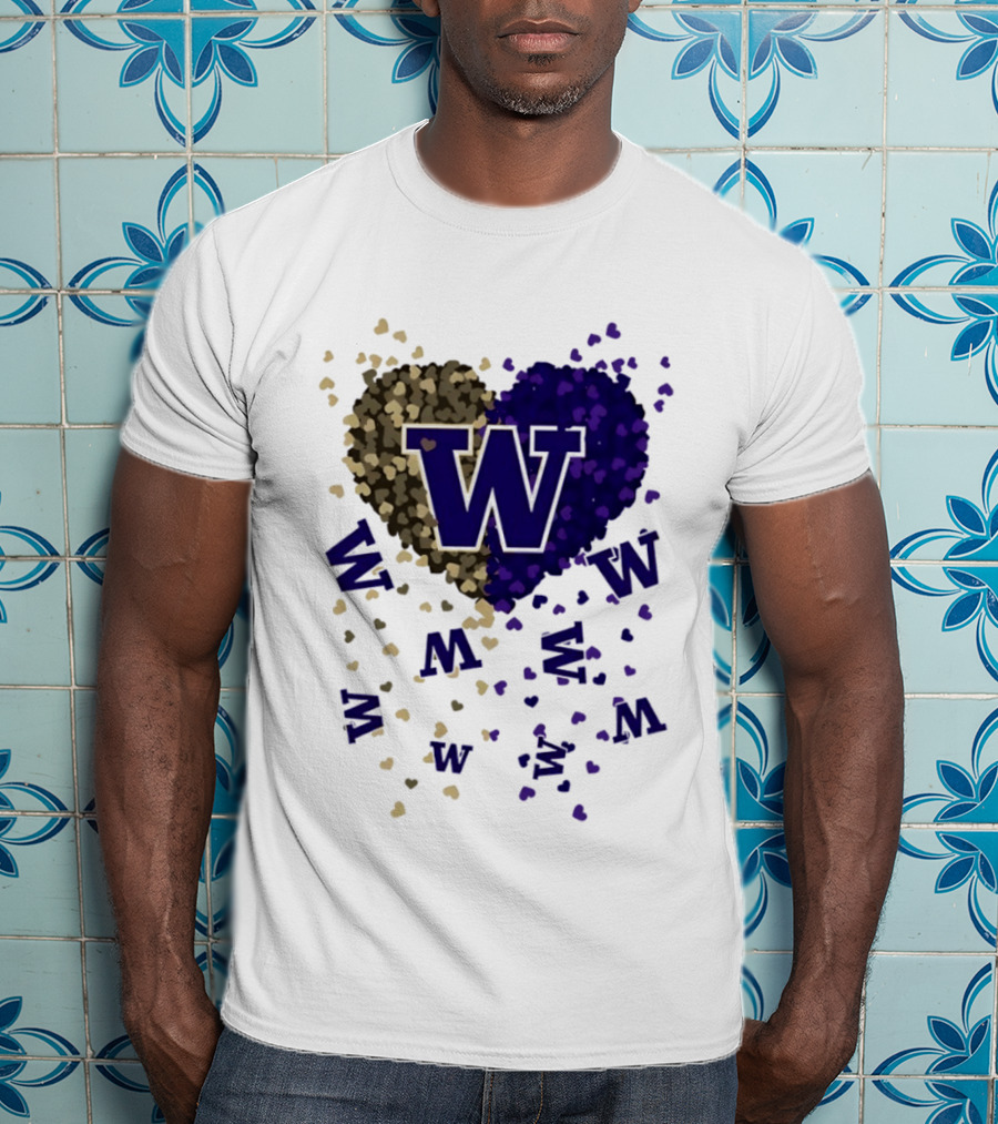 W Washington Huskies Heart 2026 Football Celebration T-Shirt