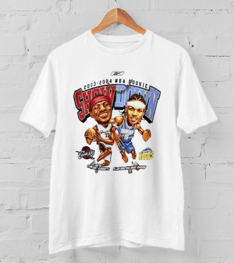 2003 2004 NBA Rookie Showdown LeBron James Carmelo Anthony Cavaliers Nuggets T-Shirt