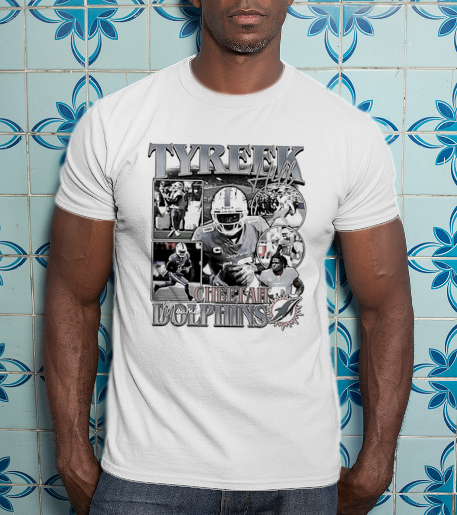 Tyreek Hill Cheetah Miami Dolphins Retro 90s Bootleg Football Player T-Shirt
