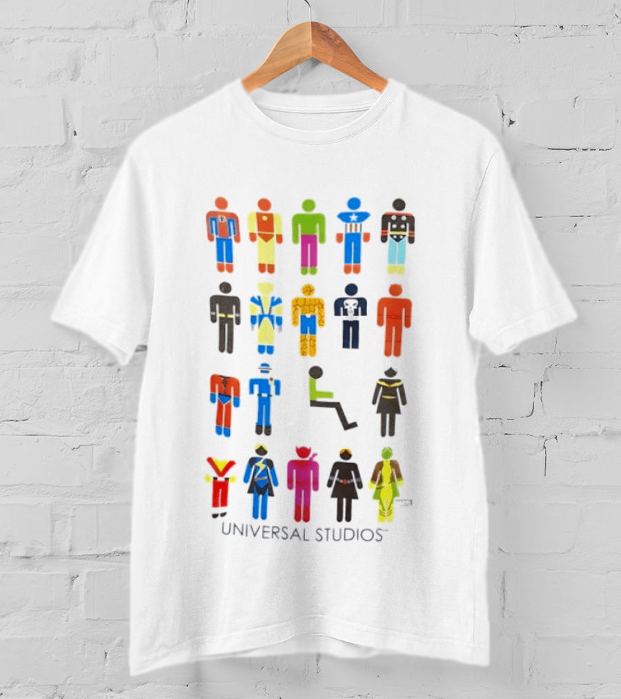 UNIVERSAL STUDIOS Marvel Super Heroes Iconic Characters T-Shirt