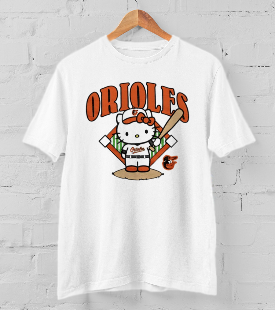 Baltimore Orioles Hello Kitty MLB Collaboration With Baseball T-Shirt
