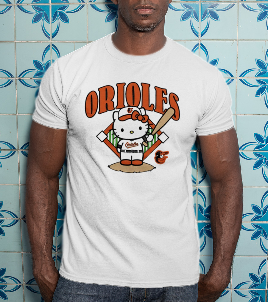 Baltimore Orioles Hello Kitty MLB Collaboration With Baseball T-Shirt