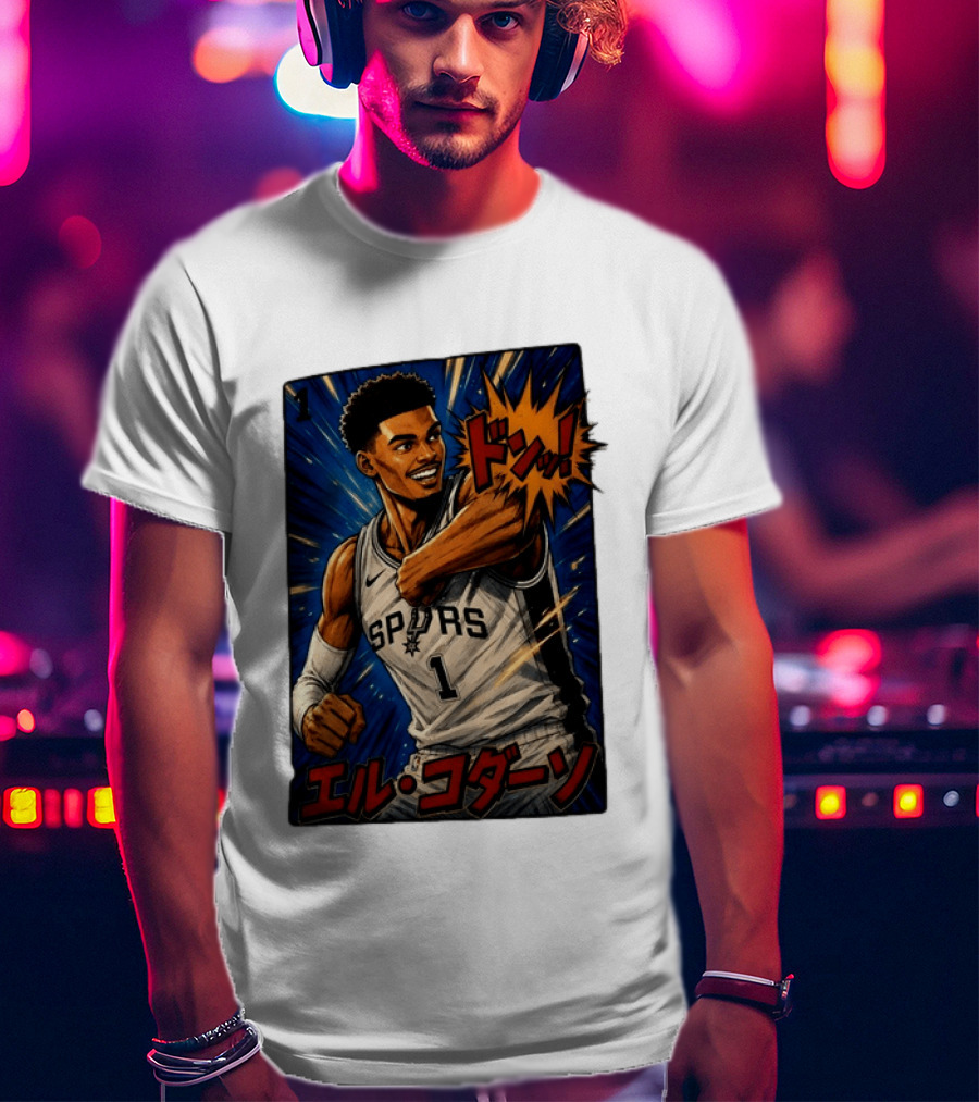 El Codazo Victor Wembanyama San Antonio Spurs Basketball Manga Style Japanese T-Shirt