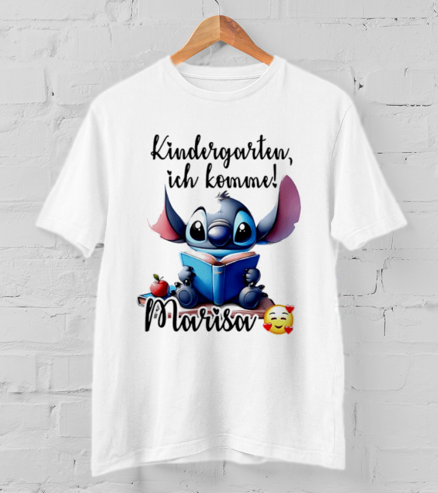 Kindergarten Ich Komme Marisa Blue Alien Book Reading T-Shirt