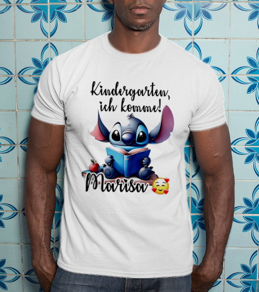 Kindergarten Ich Komme Marisa Blue Alien Book Reading T-Shirt