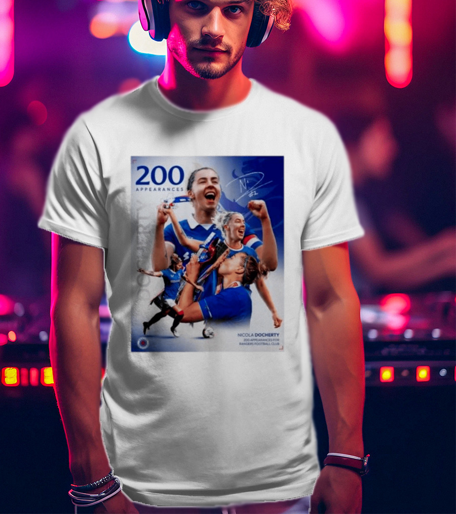 Nicola Docherty 200 Appearances Rangers Football Club Celebration T-Shirt