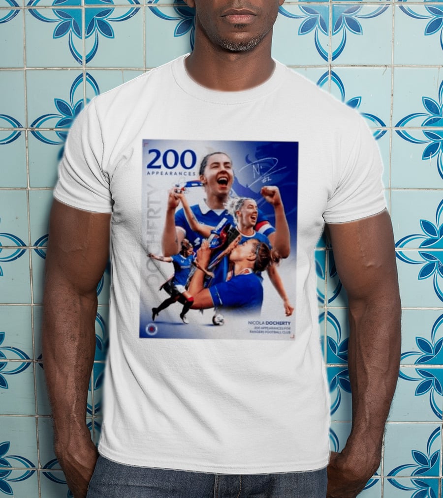 Nicola Docherty 200 Appearances Rangers Football Club Celebration T-Shirt
