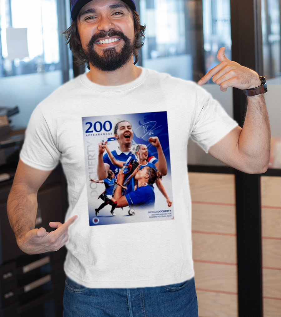 Nicola Docherty 200 Appearances Rangers Football Club Celebration T-Shirt