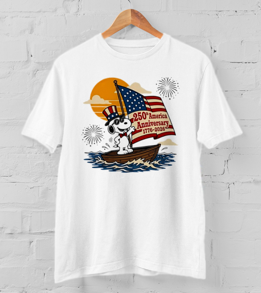 Snoopy 250th America Anniversary 1776 2026 Sailboat Celebration T-Shirt