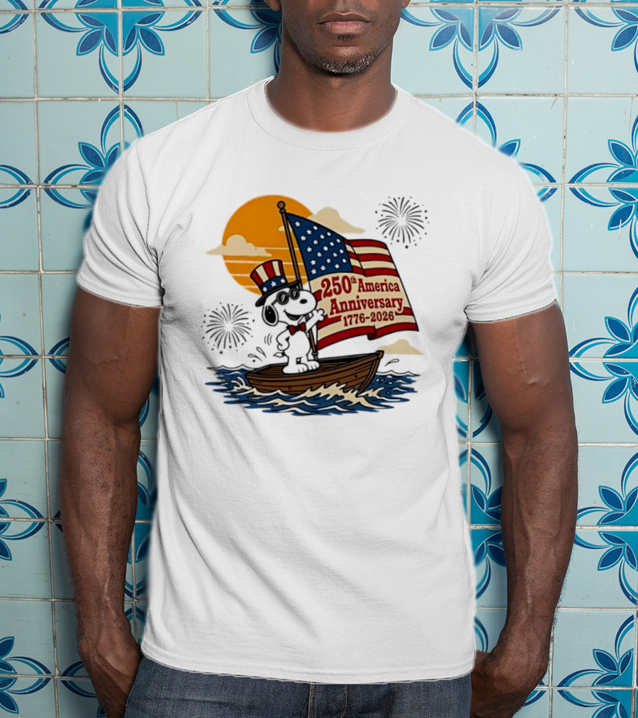 Snoopy 250th America Anniversary 1776 2026 Sailboat Celebration T-Shirt