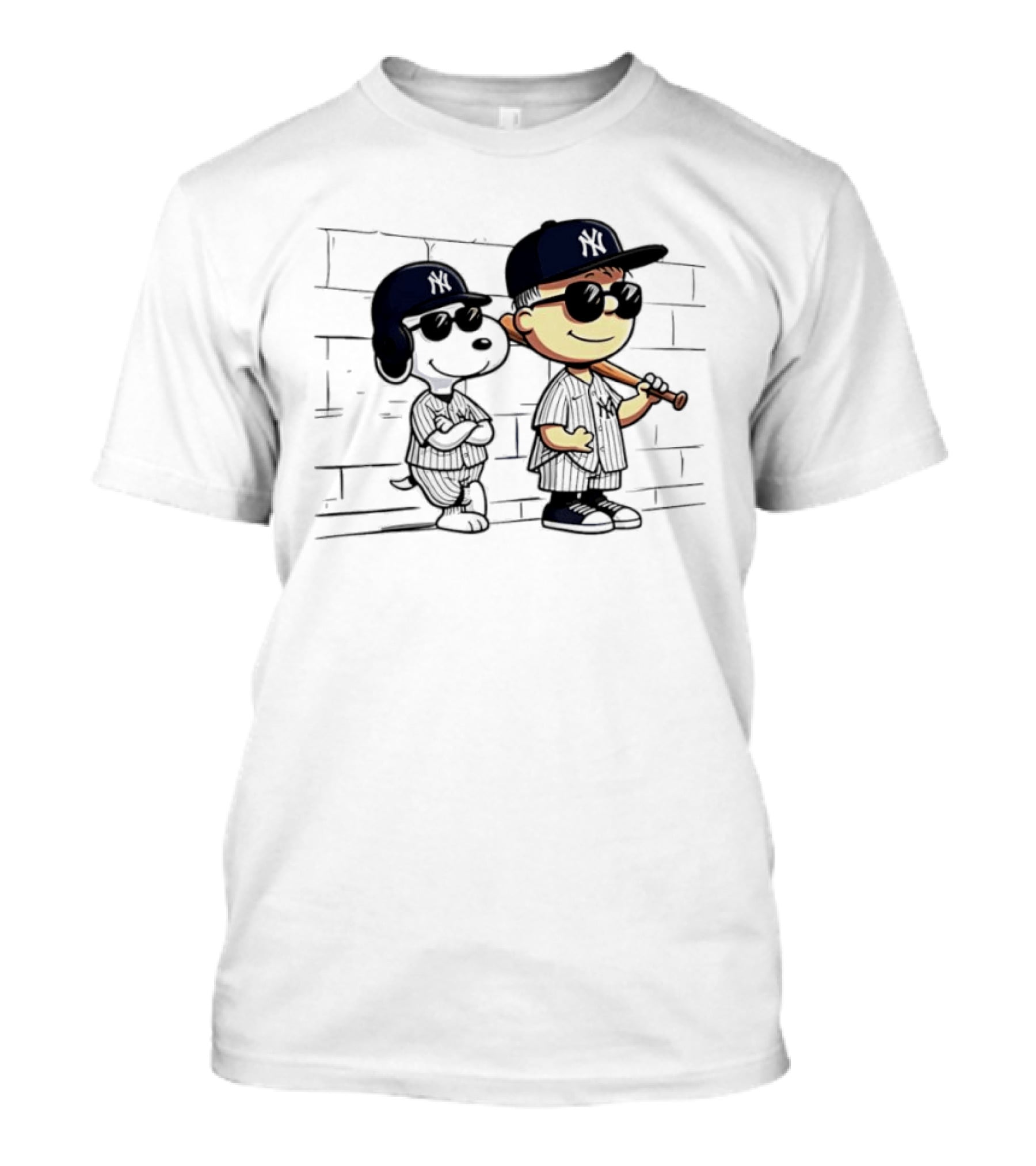 Peanuts Snoopy Charlie Brown New York Yankees Baseball Fan Collection T-Shirt